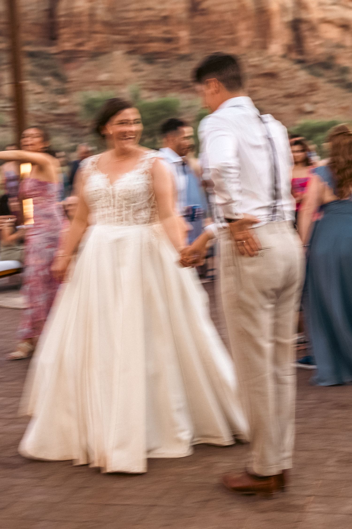 Blurry wedding dance floor photo.