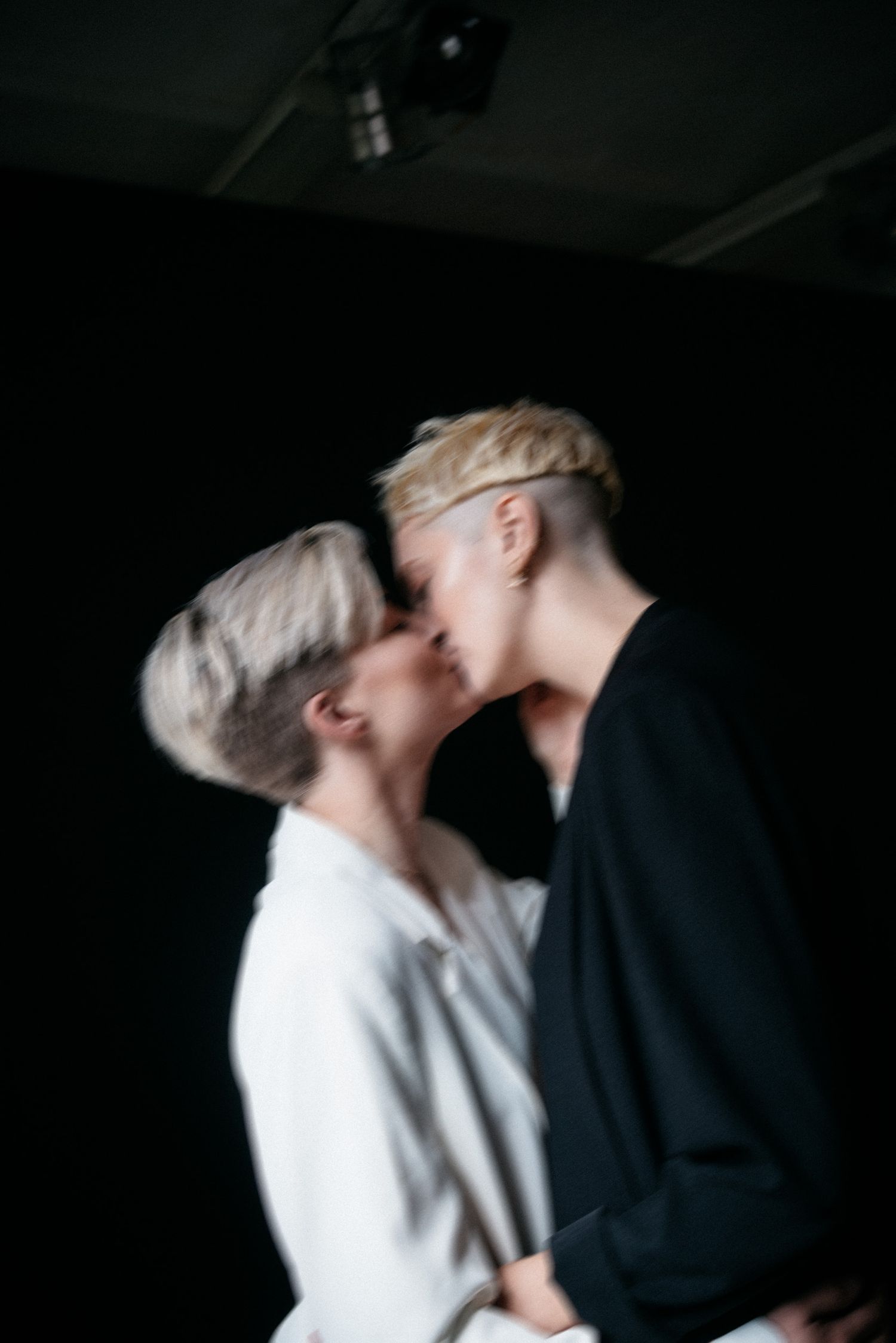 queer couple kissing fine-art wedding photography