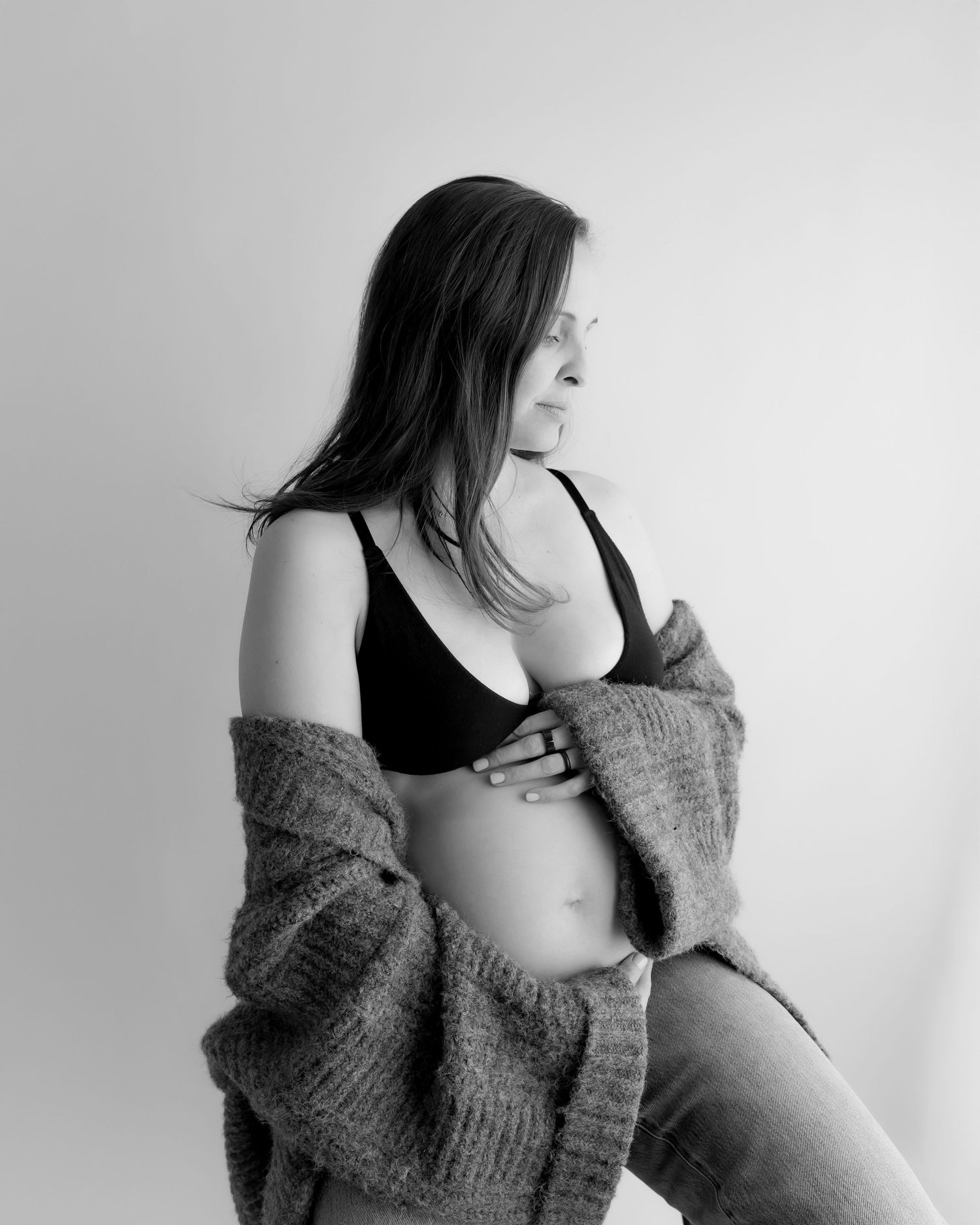 Elegant studio maternity photography in Nelson