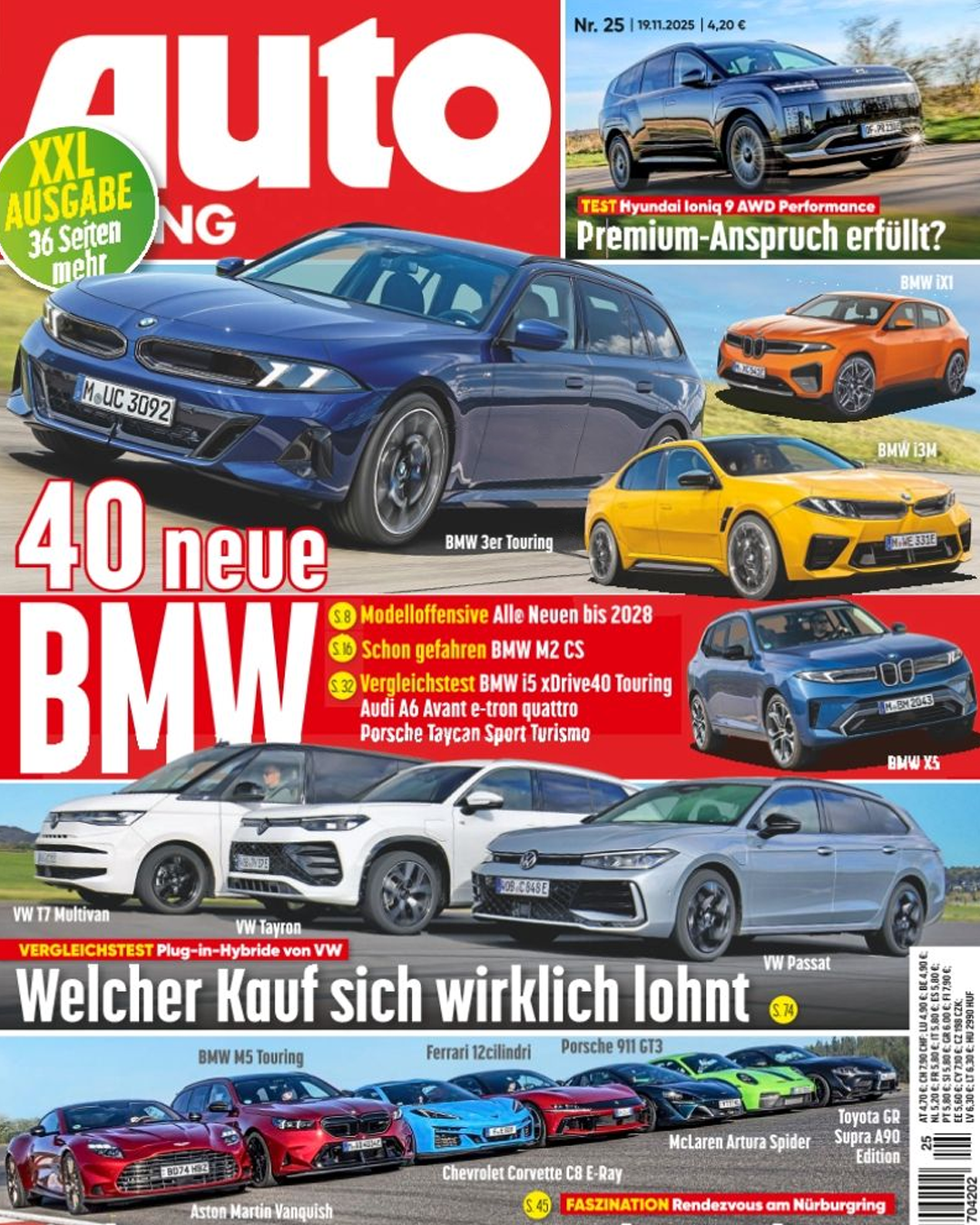 Collection of BMW auto magazine covers featuring various BMW models and headlines about new releases and reviews.