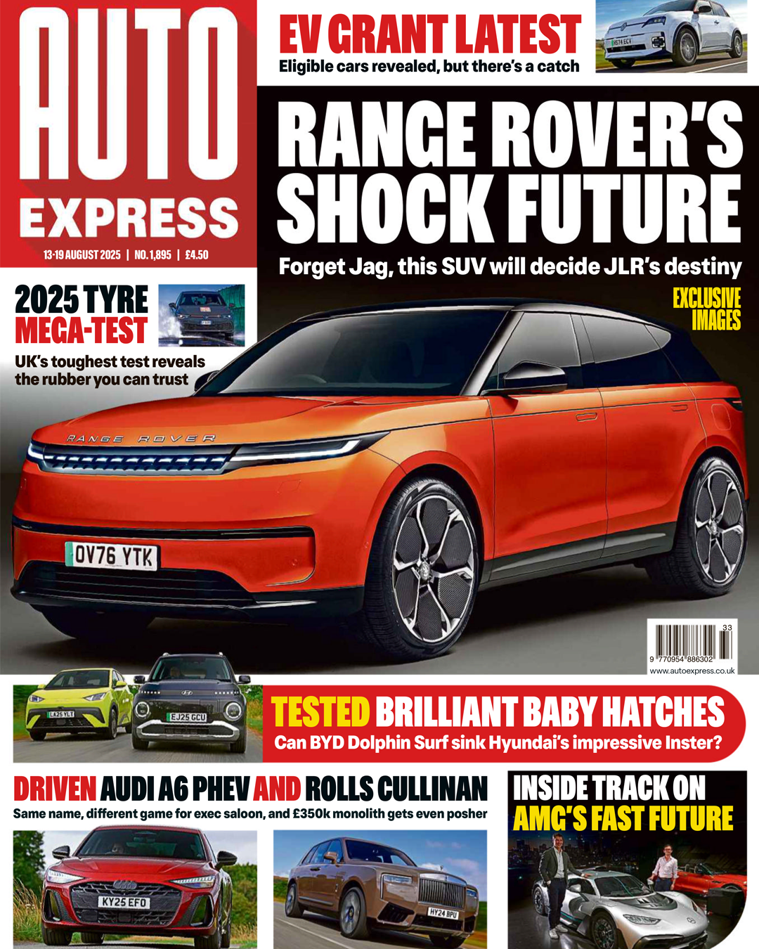 Collage of automotive magazine covers featuring new cars and reviews with red and black vehicles in dramatic lighting.
