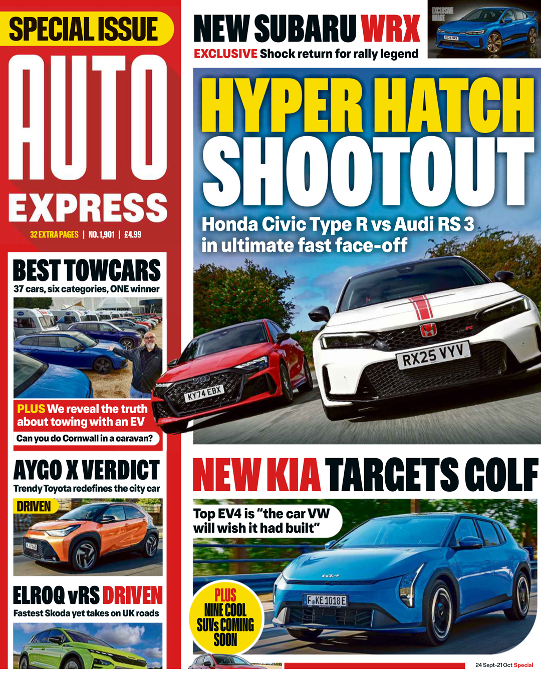 Collection of automotive magazine covers featuring various sports cars and performance vehicles in vibrant colors.