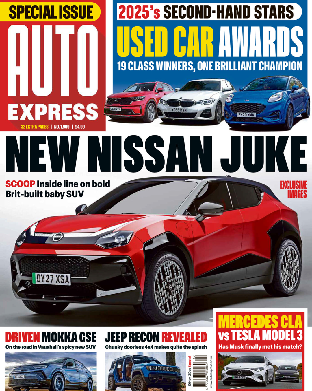 Collection of automotive magazine covers featuring new car models and used car awards displayed in a grid layout.