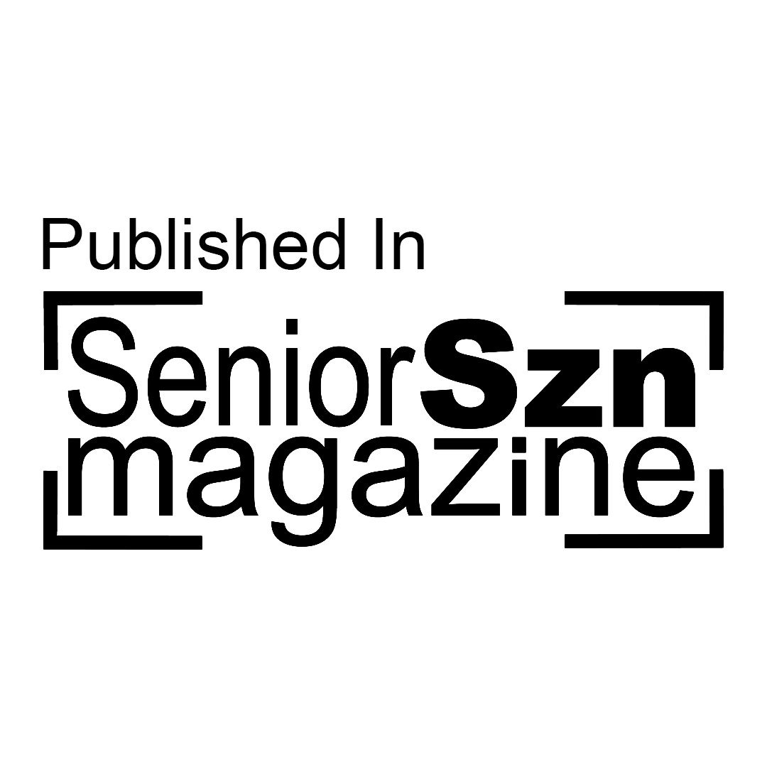 Modern typography layout showing 'Published In Senior Szn Magazine' text.