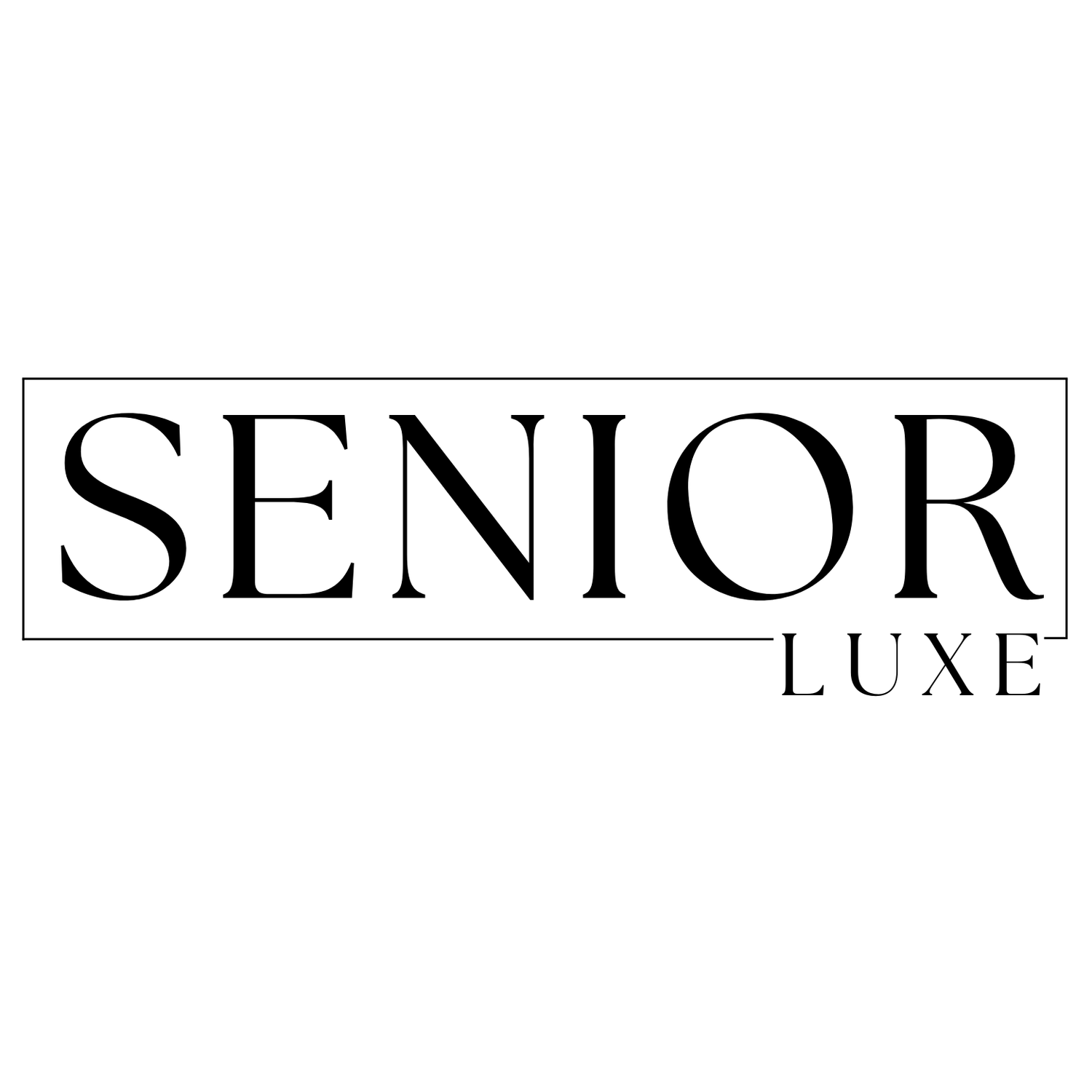 Stylized black and white text logo design for Senior Muse magazine.