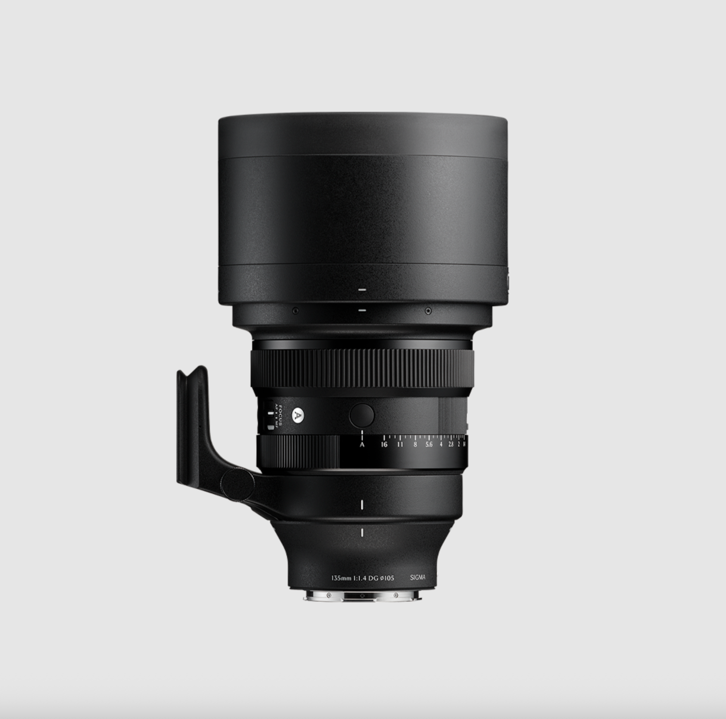 Professional camera lenses shown from different angles on white backdrop.