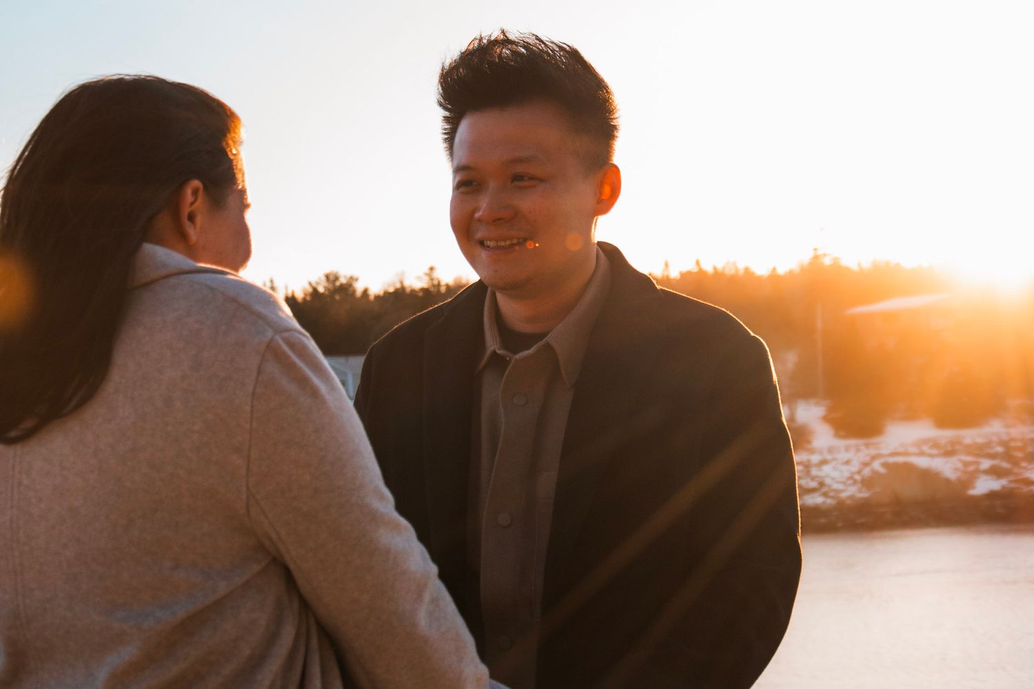 Romantic outdoor engagement session
Golden hour couples session
Sunset couple photography Nova Scotia