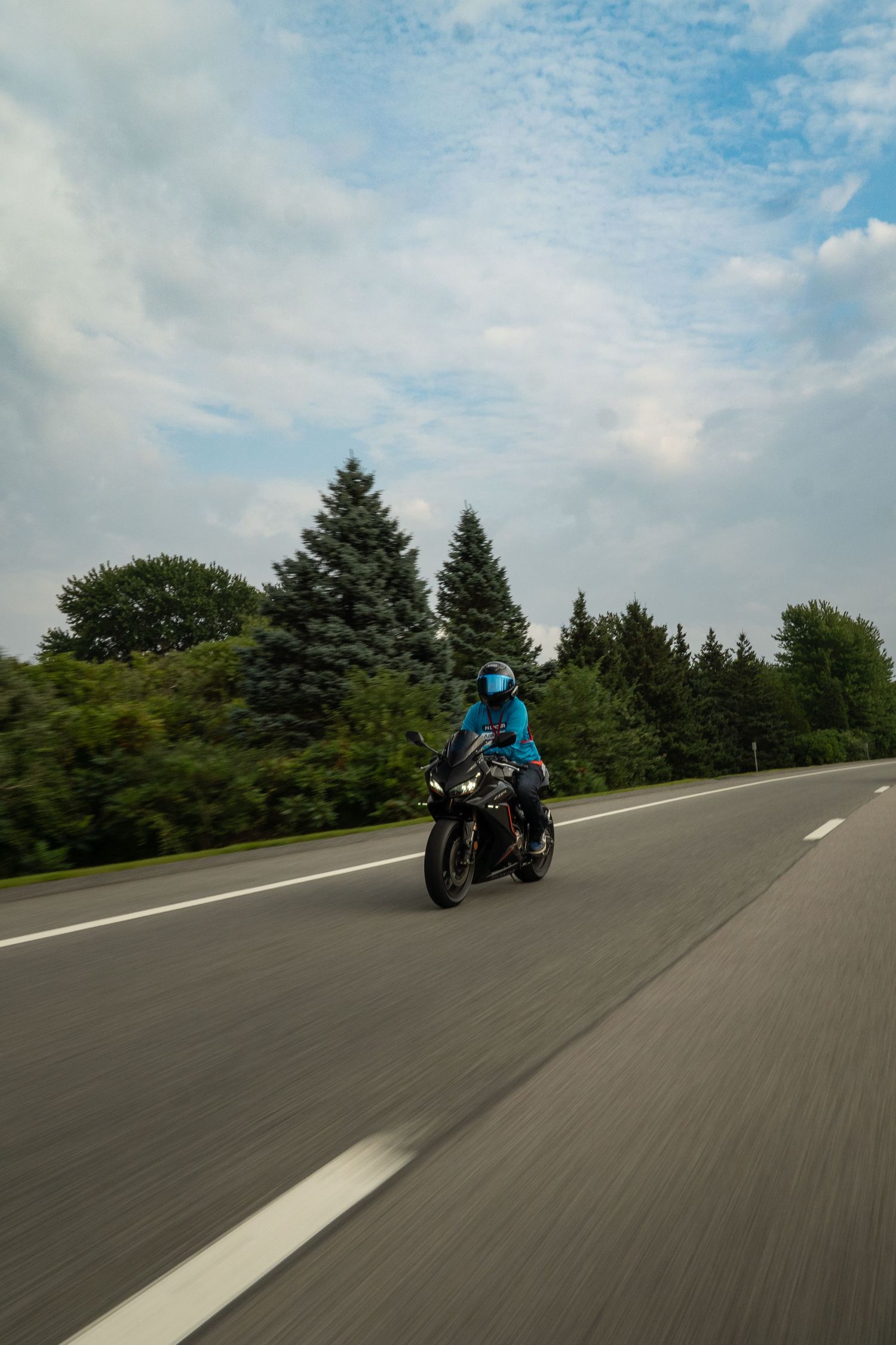 Motorcycle cruising on the highway Honda Cbr