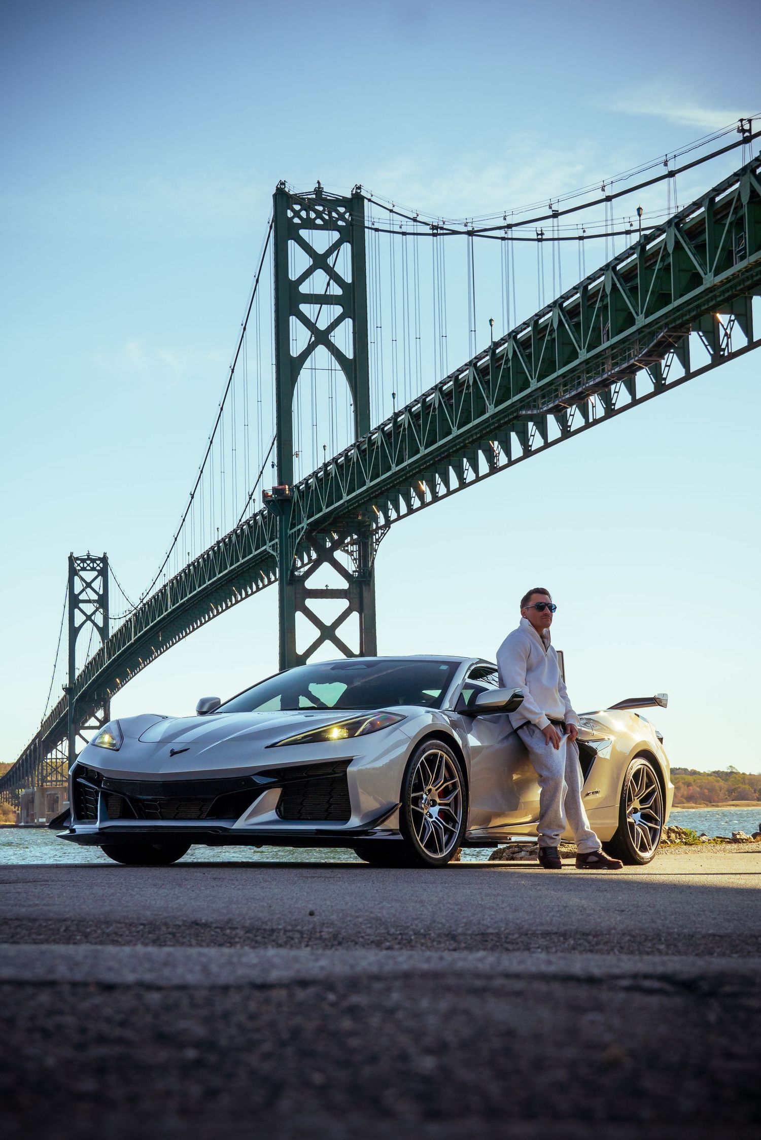 C8 Chevrolet Corvette Z06 with bridge in the background
