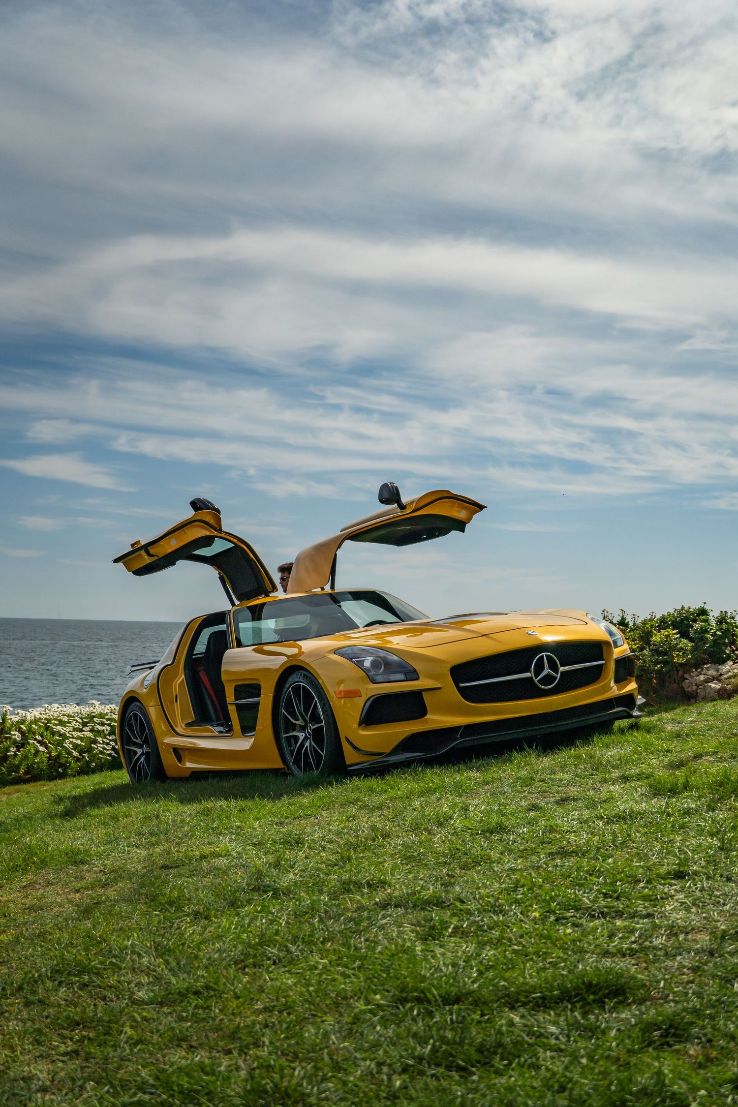 Audrain Concours Motor Week Mercedes parked on grass