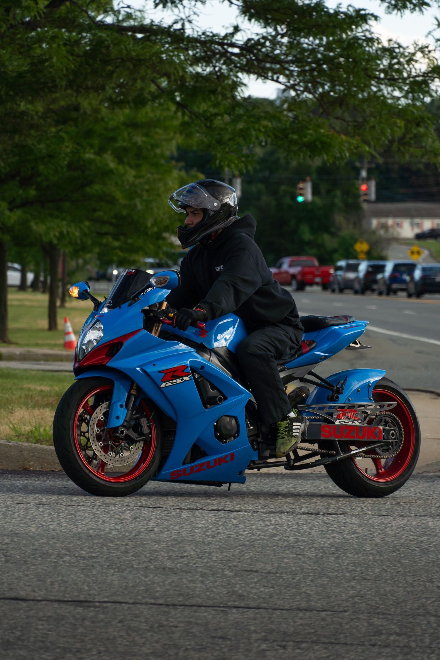 Motorcycle at Bike Night hosted by Cycle Gear Blue GSXR