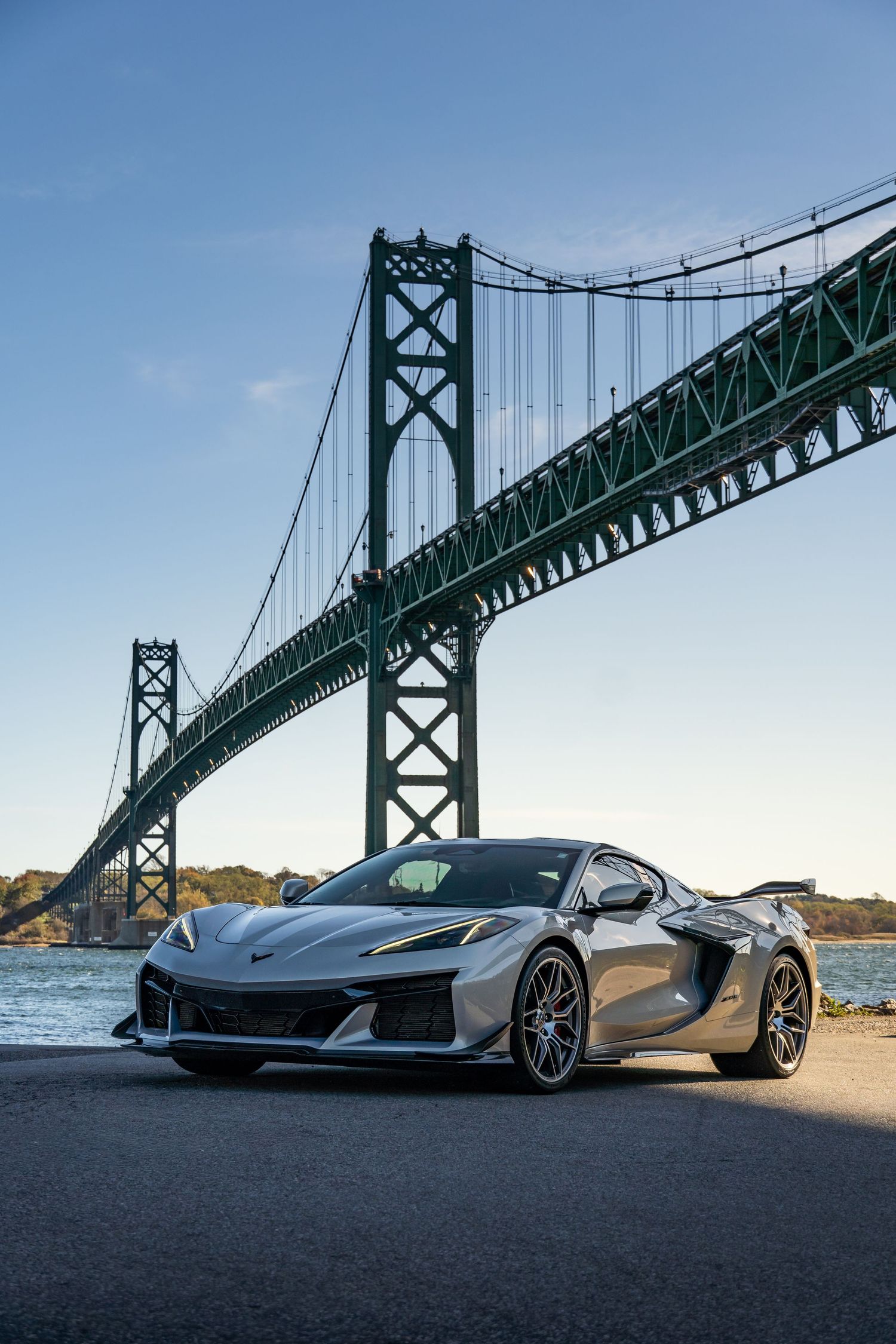 Chevrolet C8 Corvette Z06 at the Mount Hope Bridge in Portsmouth, RI