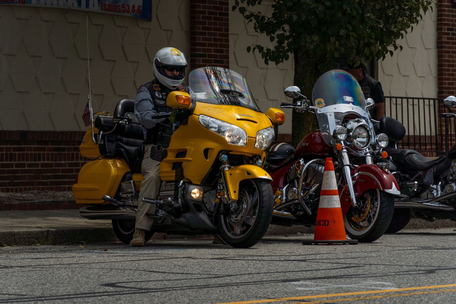 Honda Goldwing parked for The Blessing of the bikes in Providence, RI