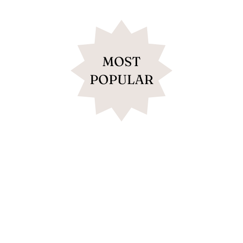A black and pink starburst-shaped badge with the text 'MOST POPULAR' in capital letters against a white background.