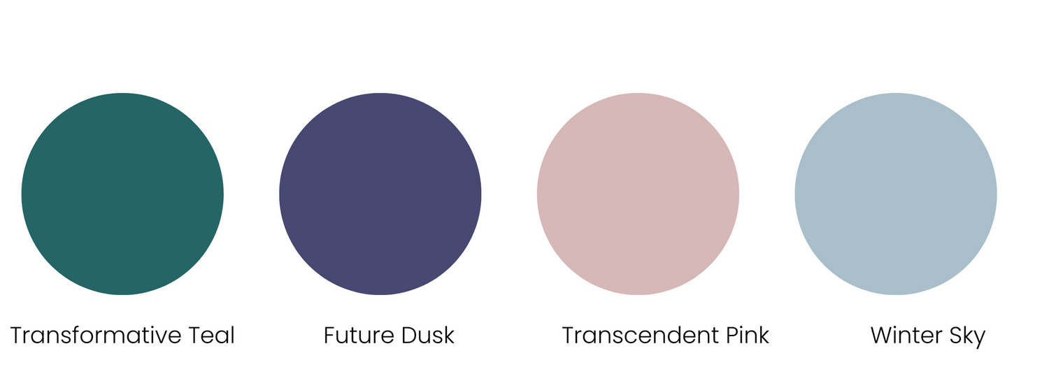 Chicago wedding color palette trends: Future Fusk, Transcendent Pint, Transformative Teal, Winter Sky