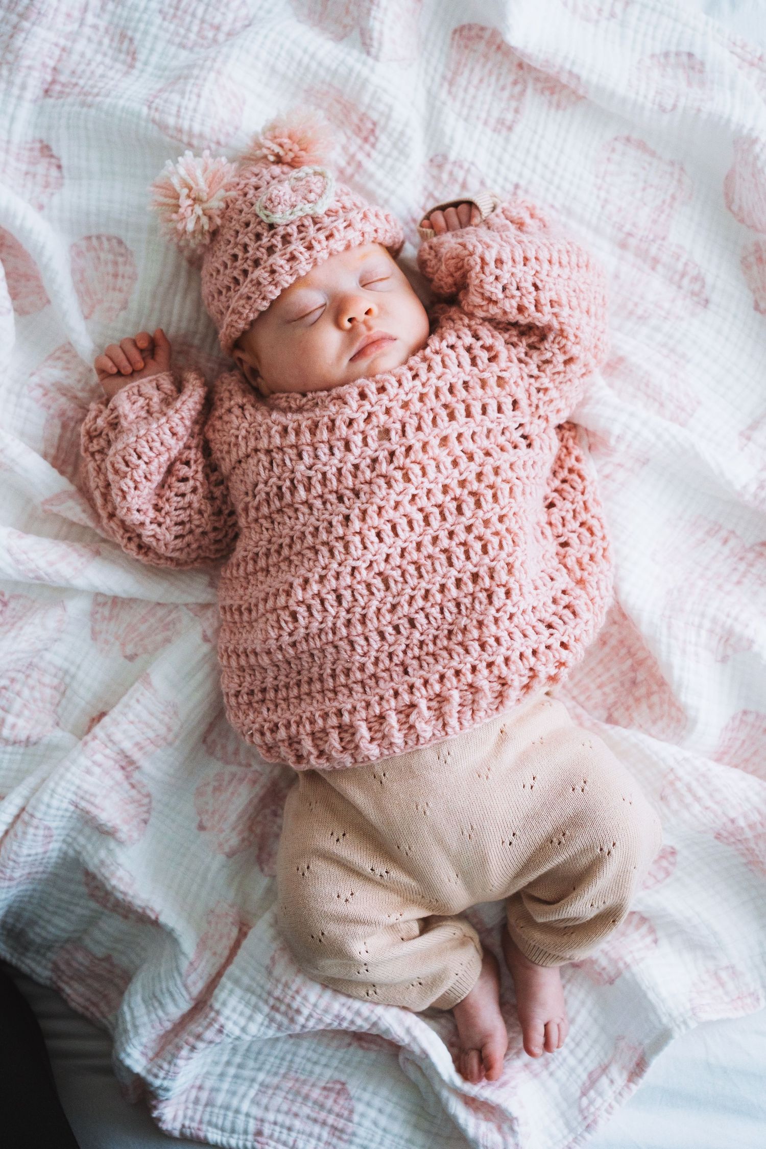 Newborn Photography - Portrait of baby lying on bed in Narrabeen, Northern Beaches, Sydney