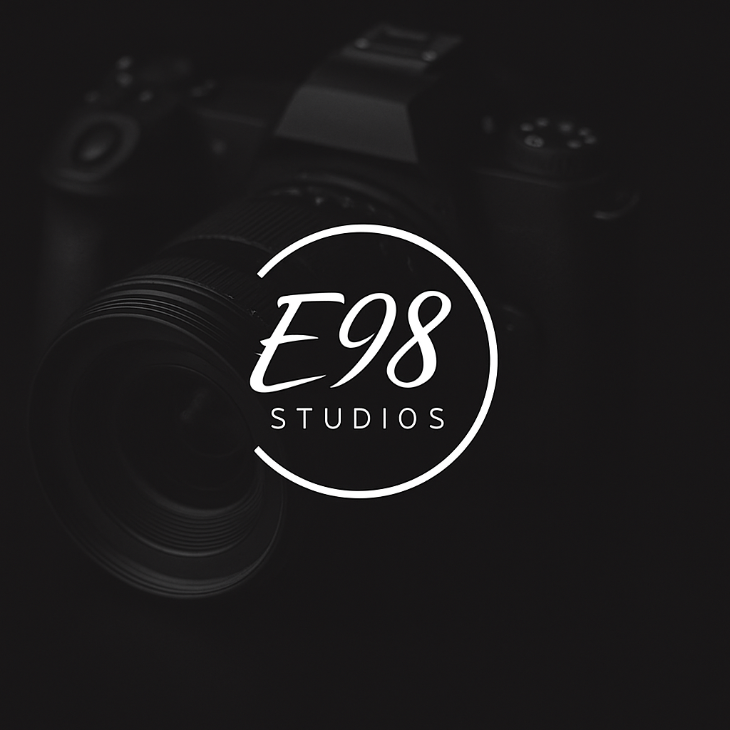 A series of minimalist black and white logo designs with circular and text elements arranged horizontally.