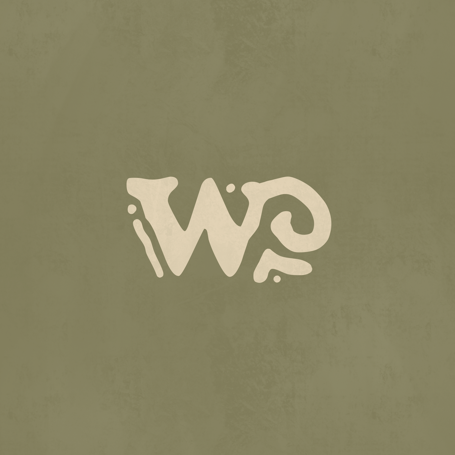 Minimalist logo featuring stylized 'iWp' letters in cream color on an olive green background.