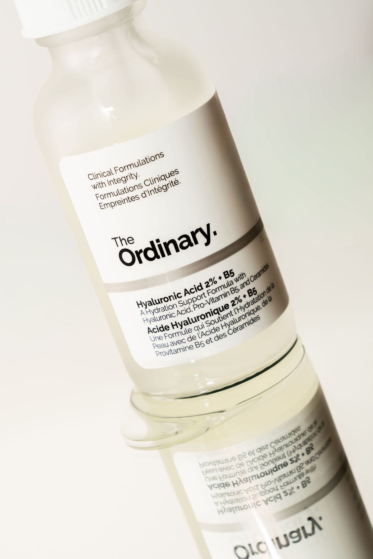 The Ordinary Hyaluronic Acid 2% + B5 serum bottle displayed against a light background.