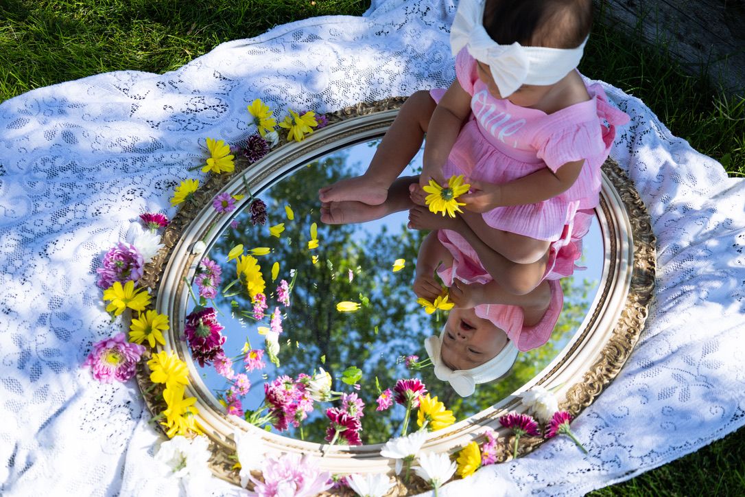 Baby in a mirror