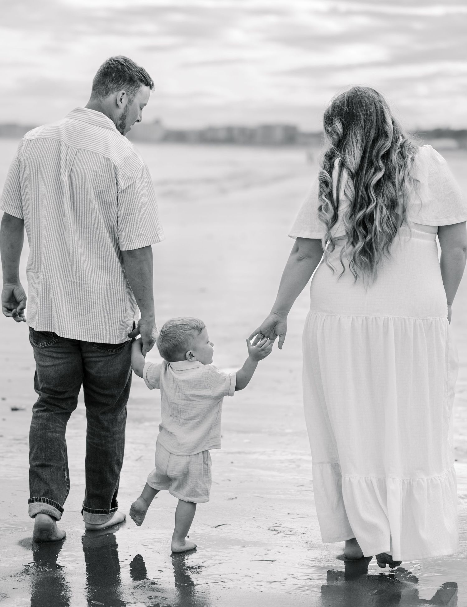 Black and White Family Maternity Photo