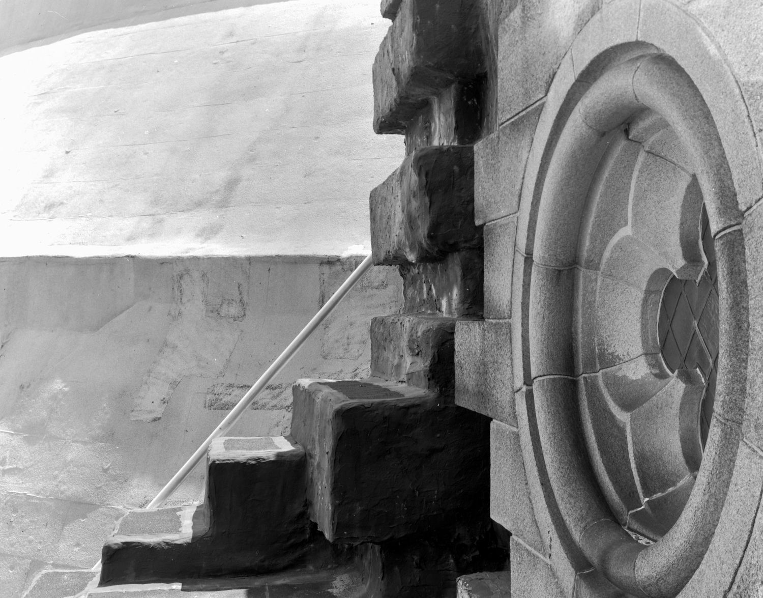 Abstract architectural details of exterior dome St John the Divine NYC in black and white