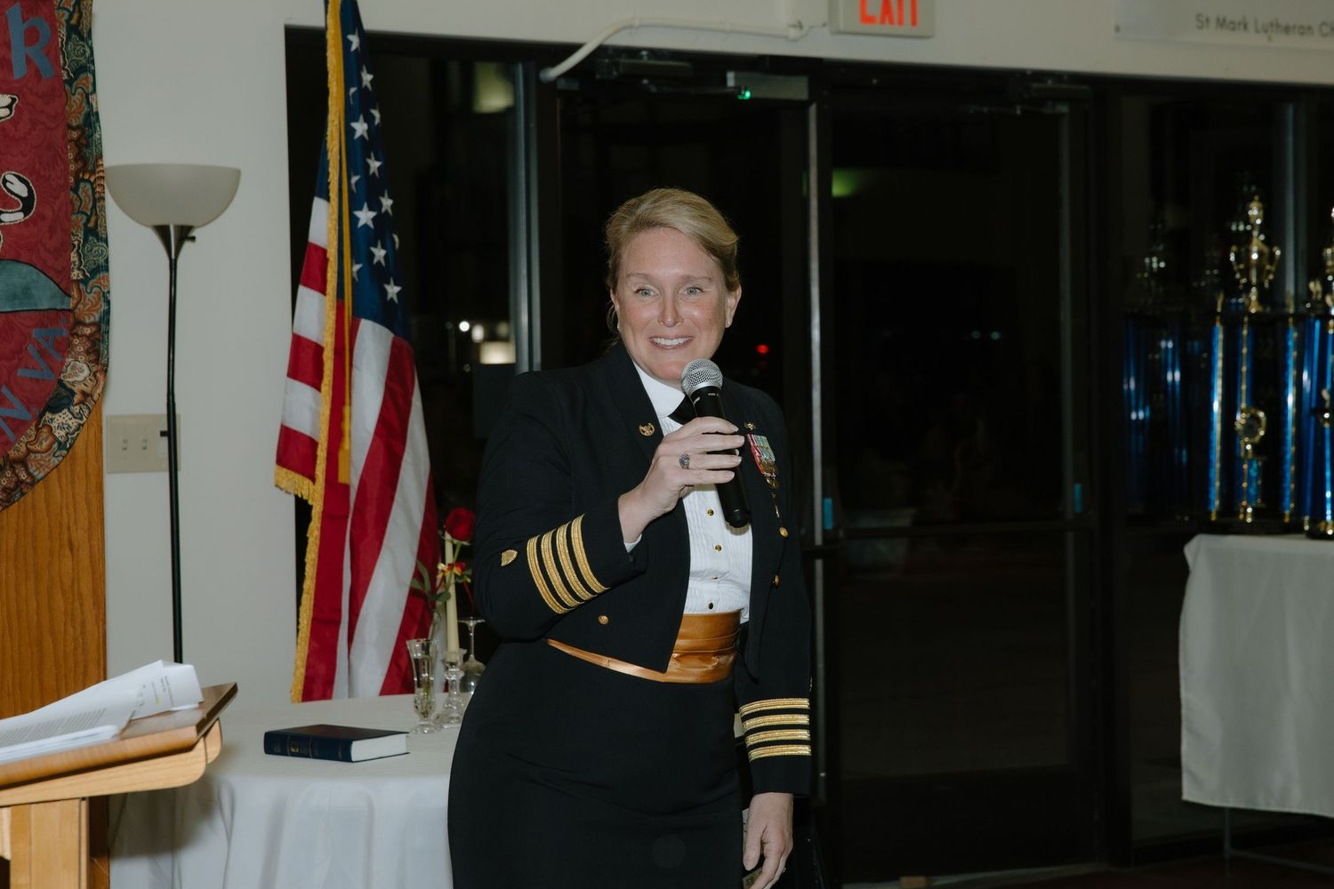 NJROTC Military Ball Speech given by Coast Guard member in Yorktown, VA captured by virginia event photographer