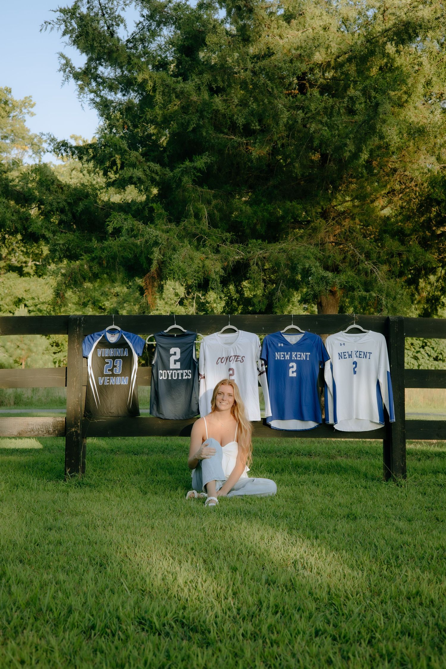 summer senior photoshoot with volleyball jerseys at machicomoco state park in gloucester, va shot by virginia senior photographer