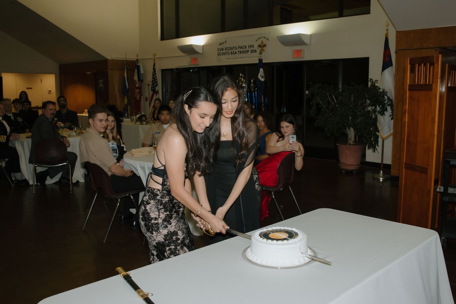 NJROTC Military Ball cake cutting with sword in Yorktown, VA captured by virginia event photographer