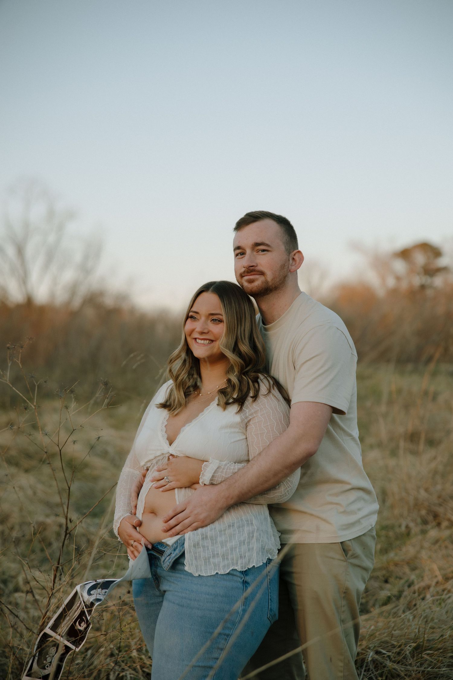 spring engagement photoshoot with ultrasound photos at machicomcoo state park shot by virginia couples photographer