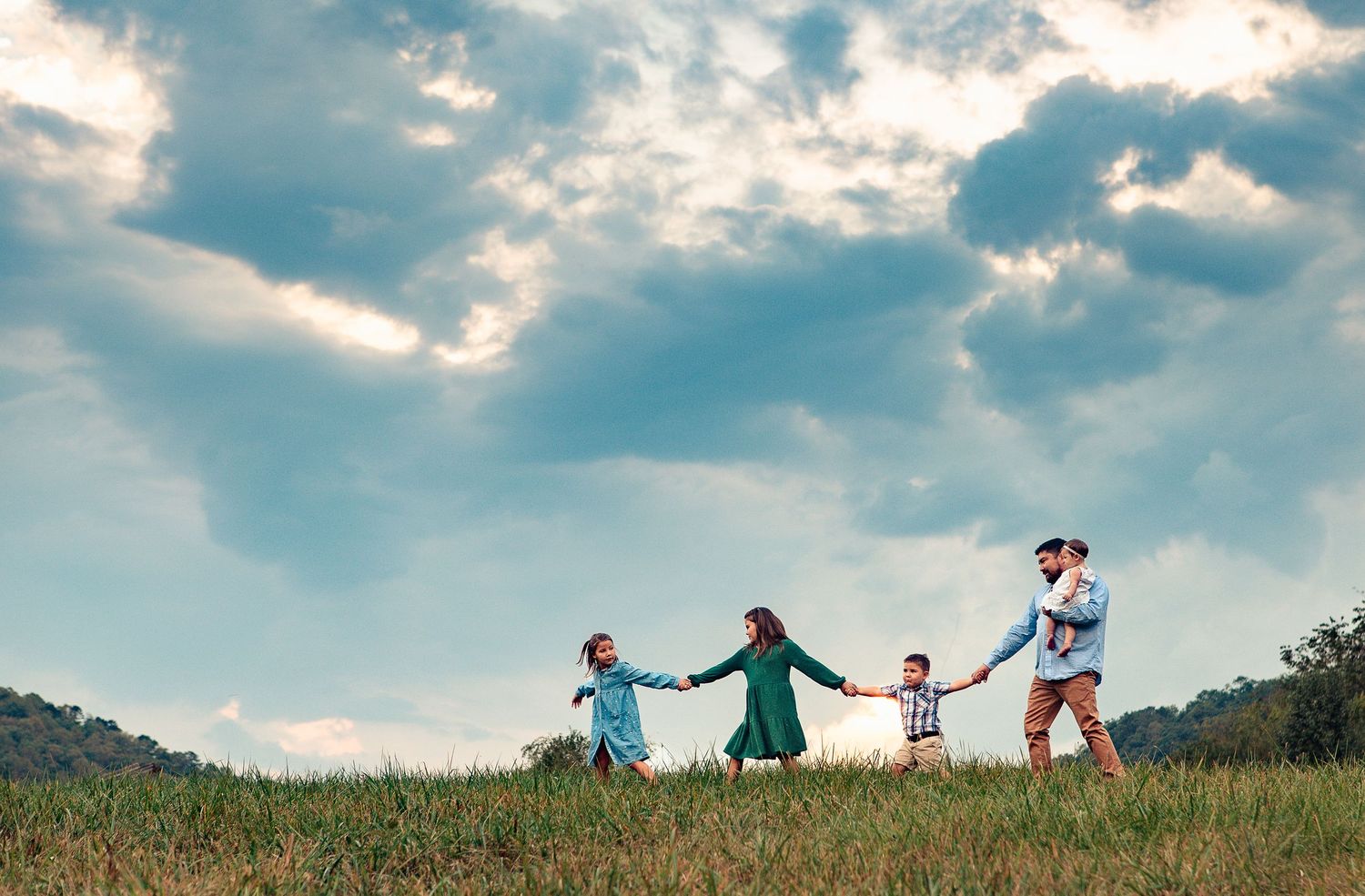 Natural connection between family during sunset session Bryson City, NC