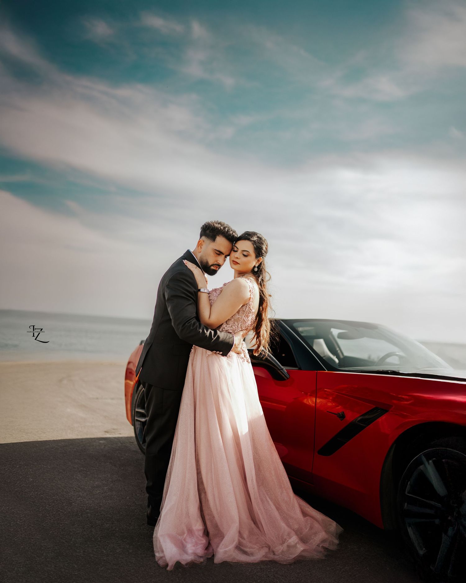 Beautiful Indian couple posing together during outdoor photoshoot in Toronto