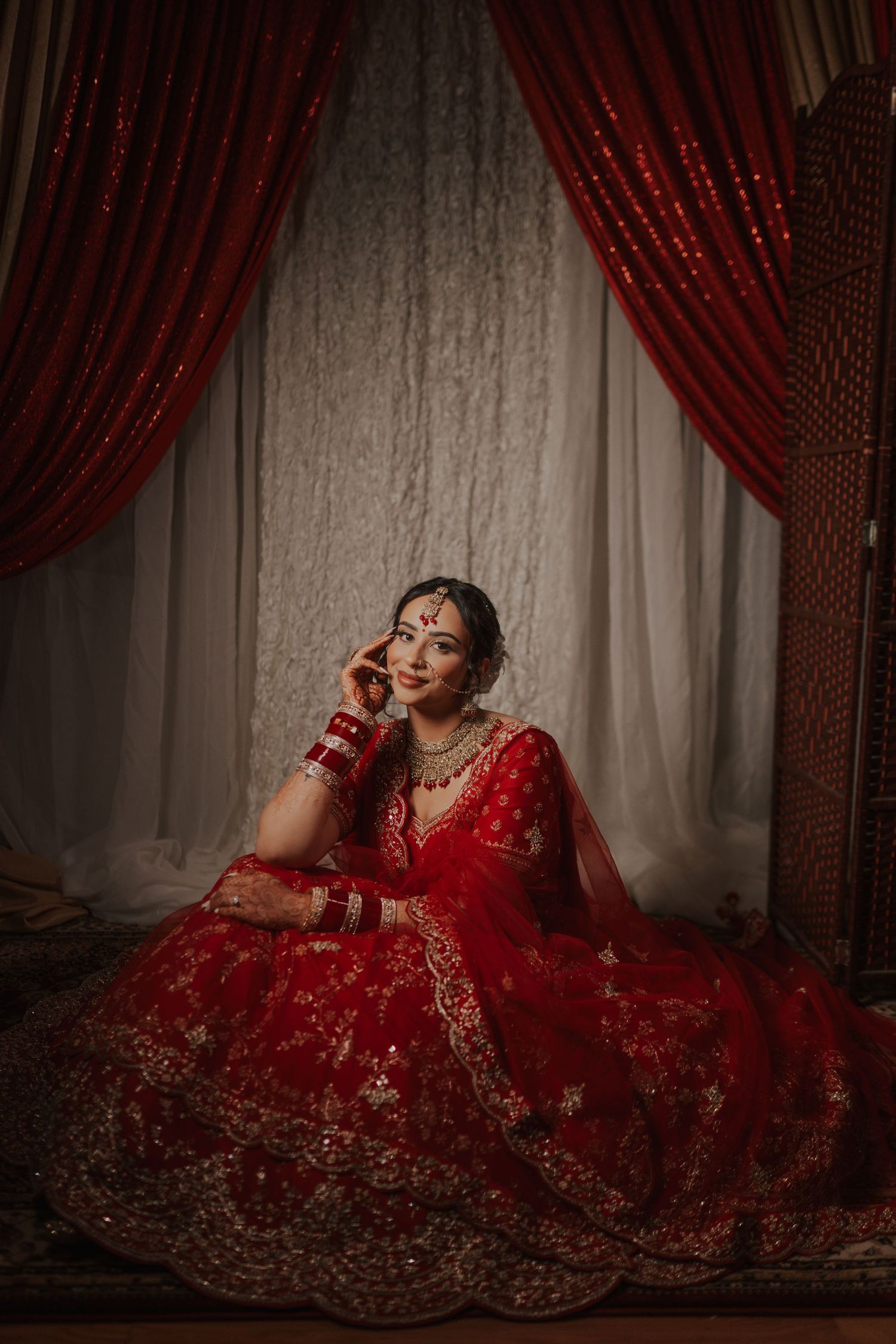 Beautiful moments of Hindu bride preparing for her big day with detailed focus on attire and accessories in toronto