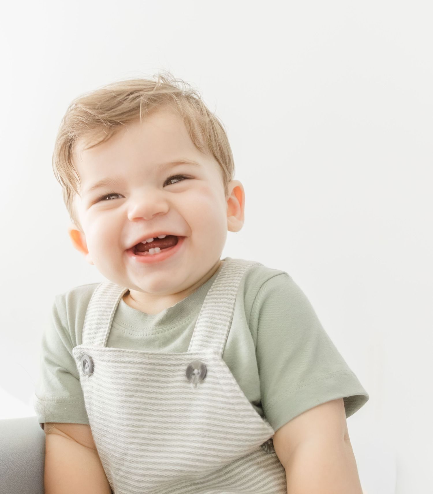 baby boy smiling studio milestone portrait St Albert Alberta