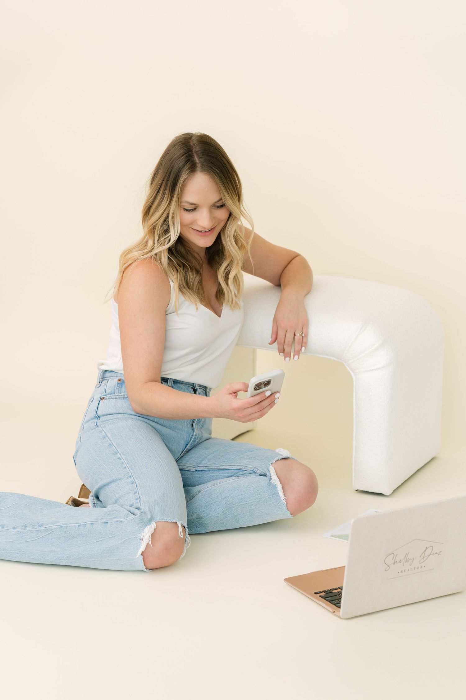 personal brand session in clean, modern studio environment