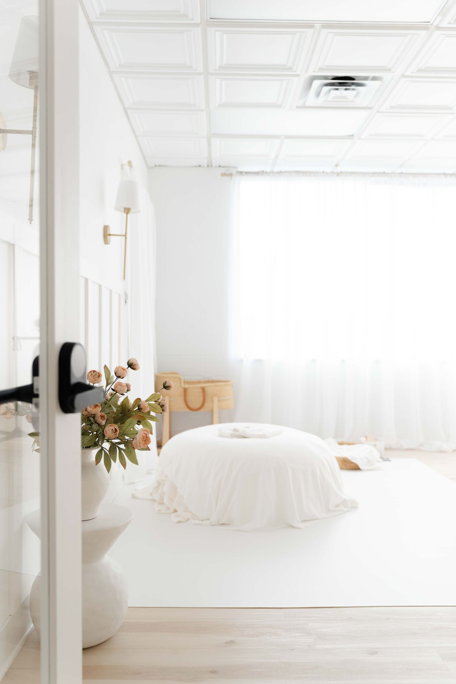 newborn photography setup in Clarksville TN light-filled studio