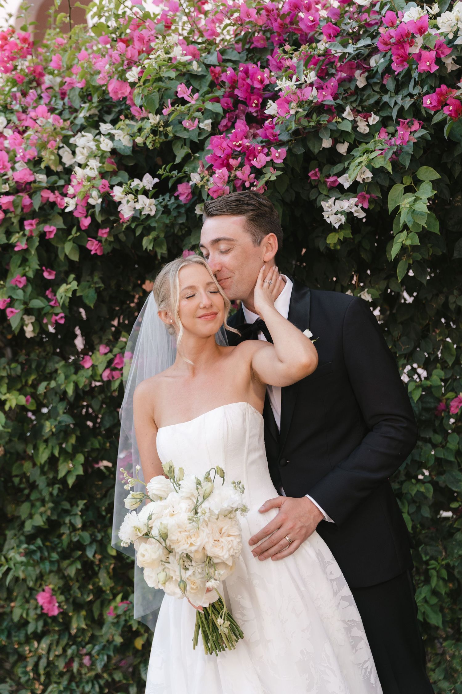 Romantic bride and groom on their wedding day in Mexico