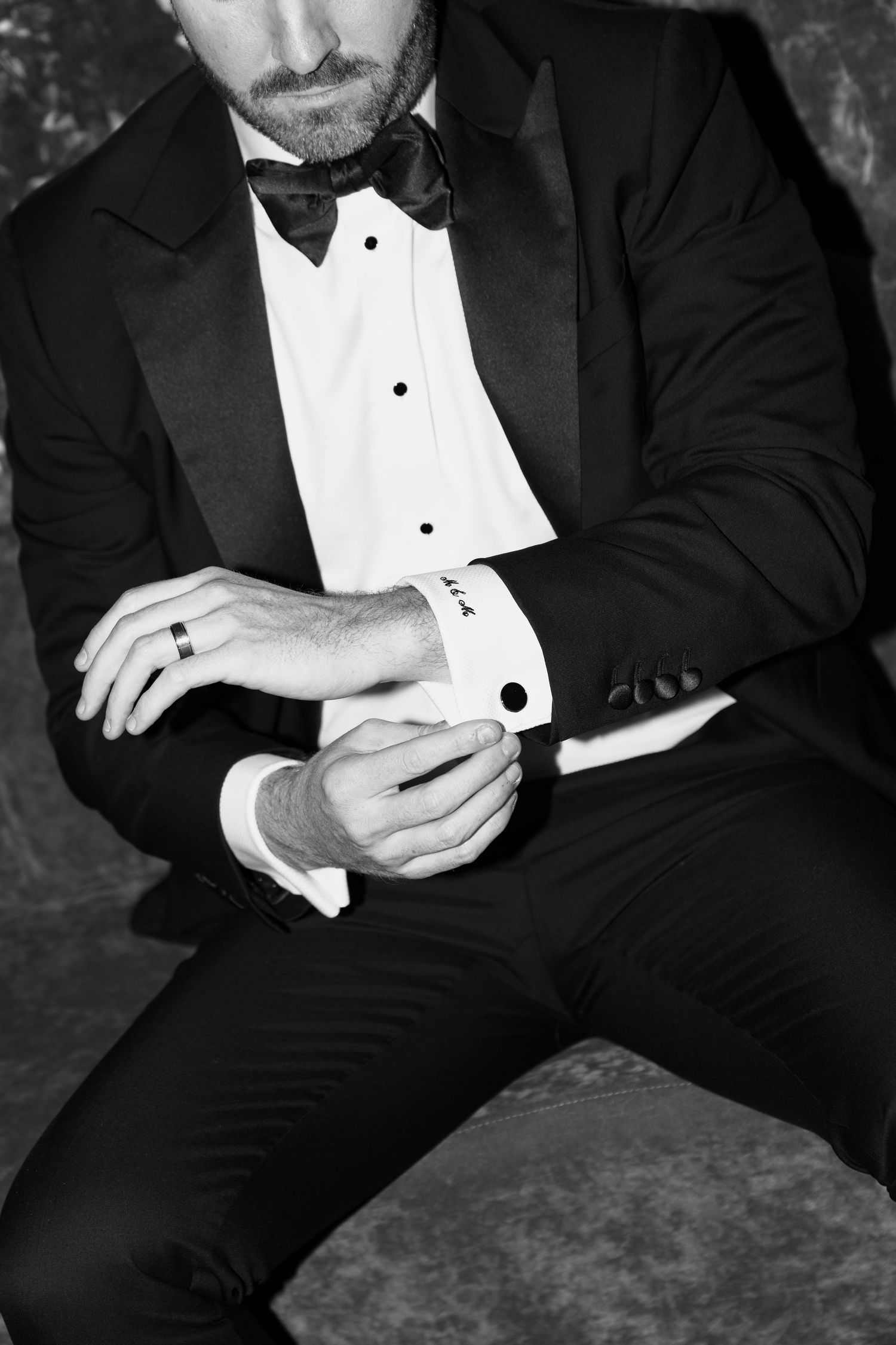 Groom details on wedding day