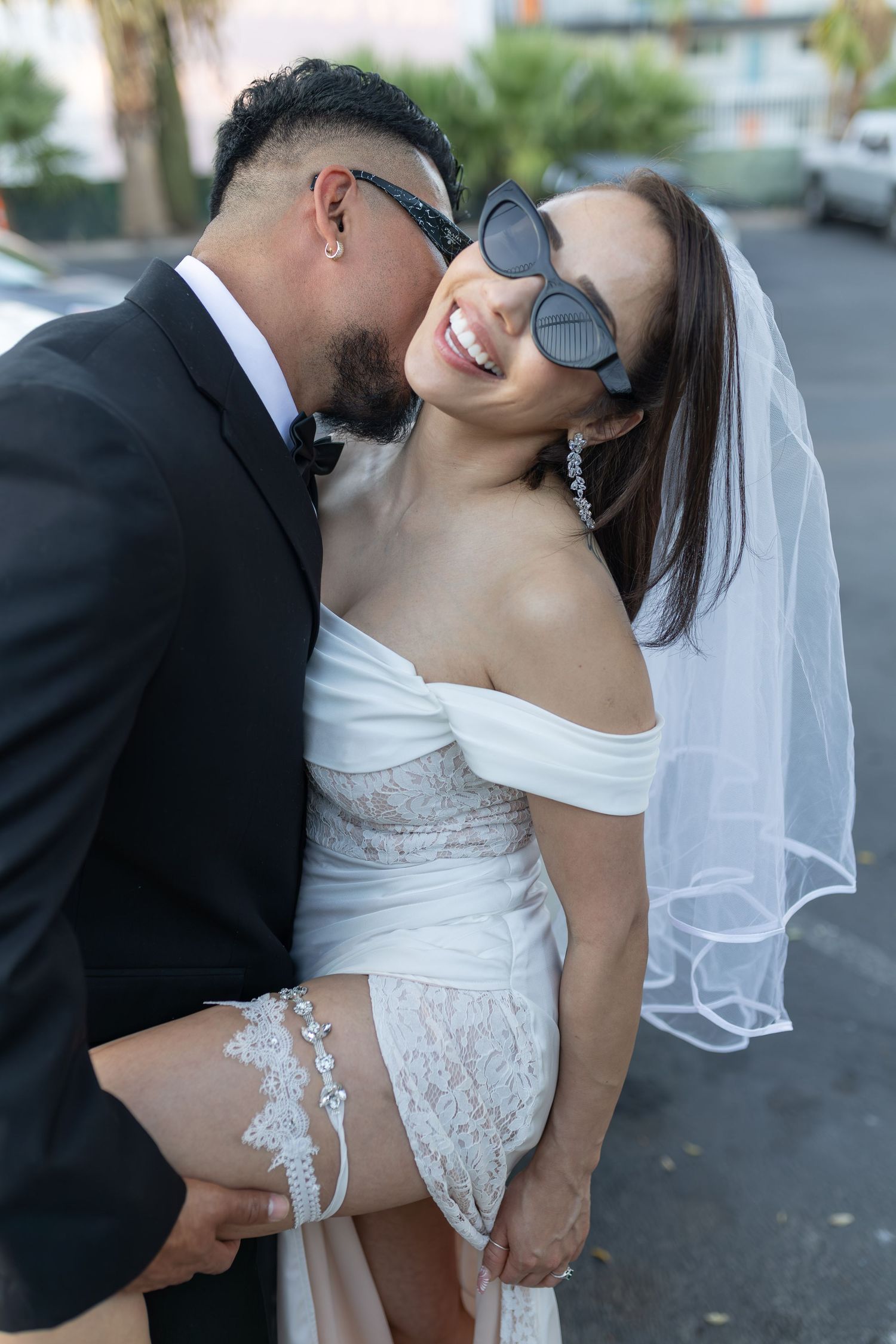 Bride and groom exchanging vows at the Little White chapel in downtown Las Vegas- intimate wedding and elopement photographer