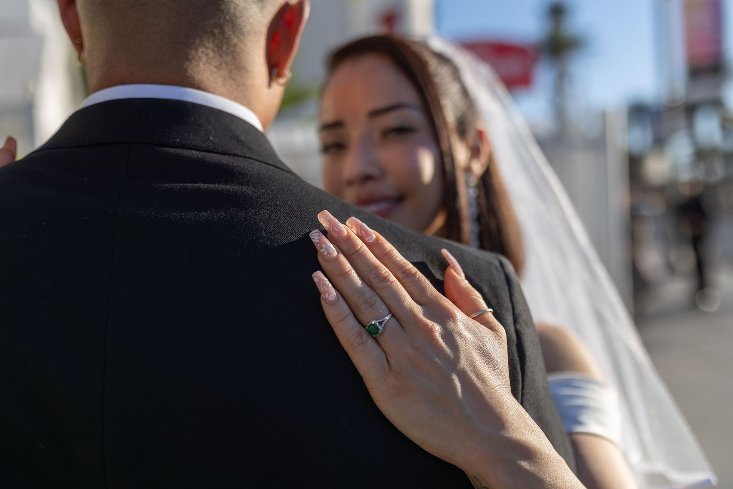 Bride and groom exchanging vows at the Little White chapel in downtown Las Vegas- intimate wedding and elopement photographer