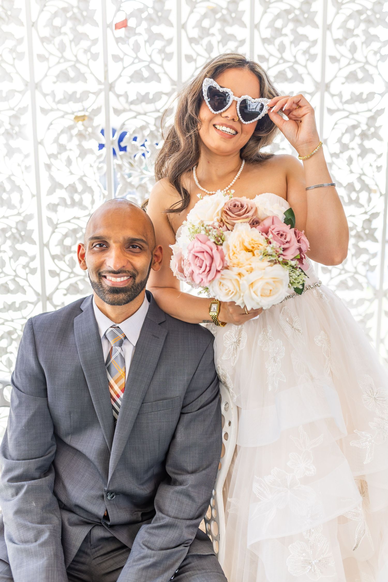 Bride and groom exchanging vows at the Little White chapel in downtown Las Vegas- intimate wedding and elopement photographer
