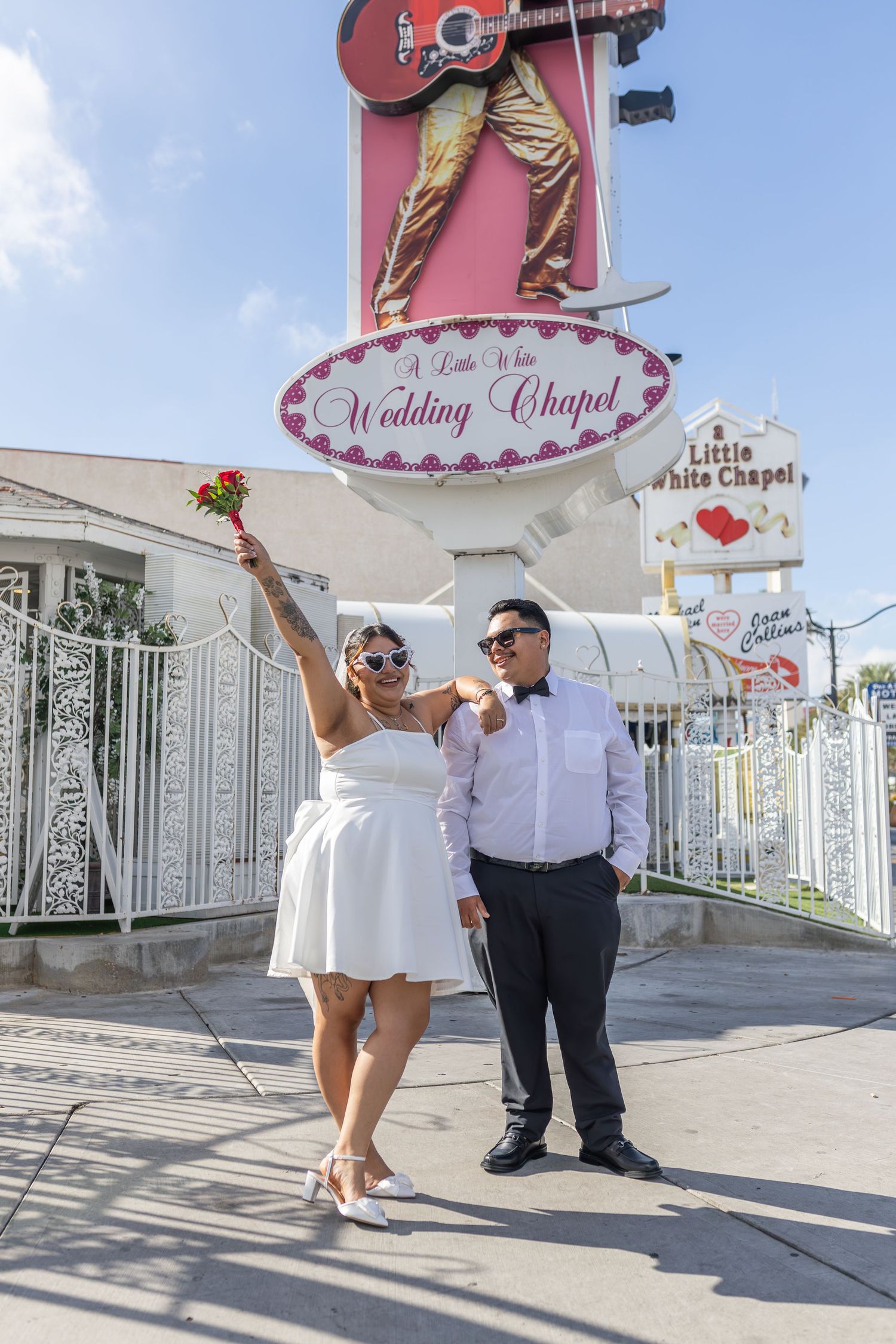 Bride and groom exchanging vows at the Little White chapel in downtown Las Vegas- intimate wedding and elopement photographer