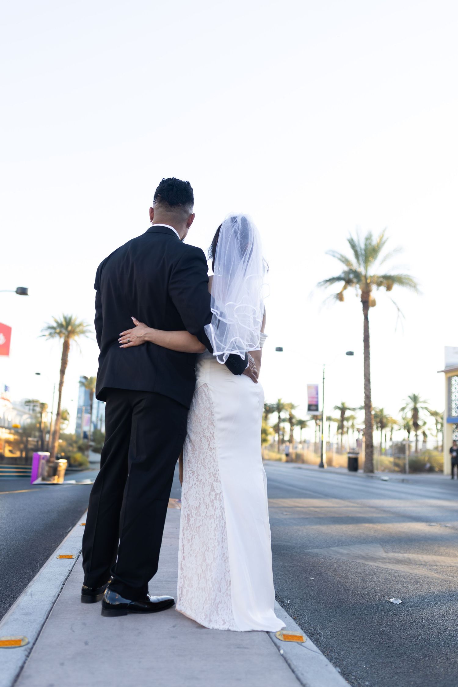 Bride and groom exchanging vows at the Little White chapel in downtown Las Vegas- intimate wedding and elopement photographer