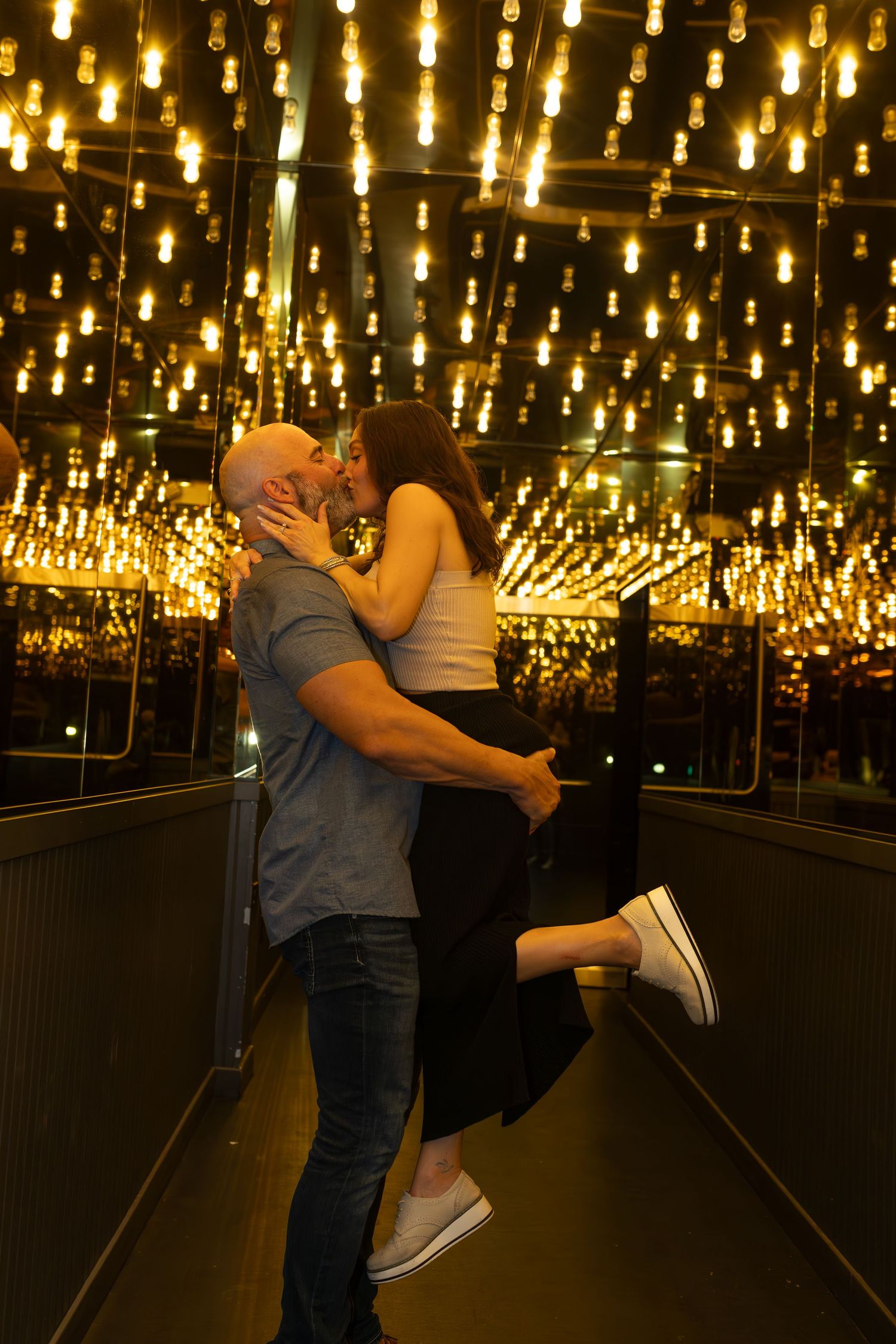 Couples eloping under neon lights on Fremont Street-Las Vegas photographer