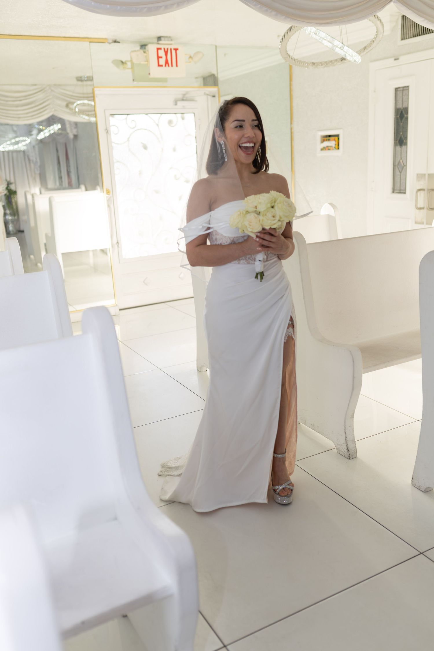 Bride and groom exchanging vows at the Little White chapel in downtown Las Vegas- intimate wedding and elopement photographer