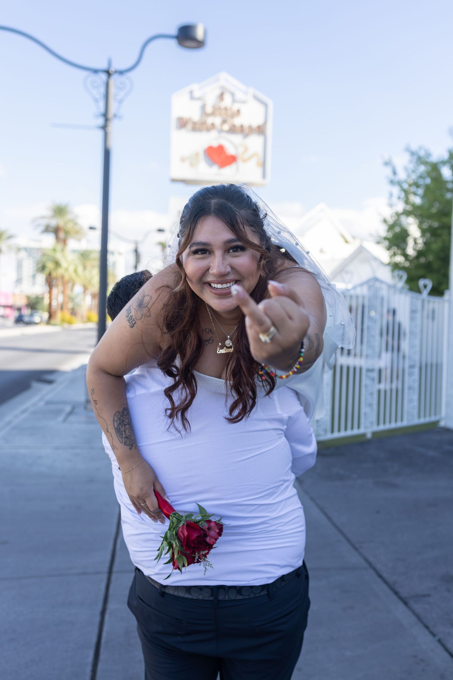 Bride and groom exchanging vows at the Little White chapel in downtown Las Vegas- intimate wedding and elopement photographer