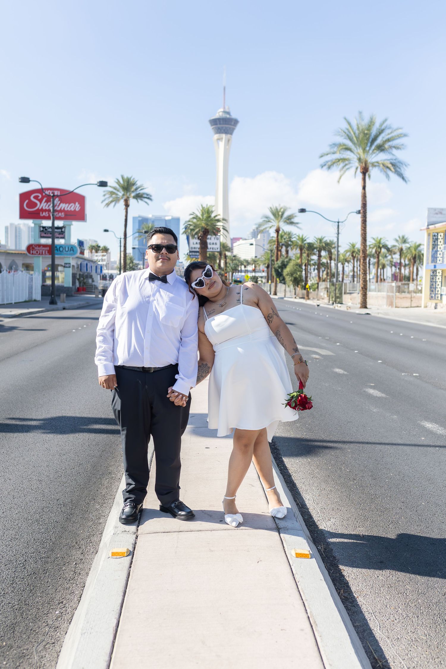 Bride and groom exchanging vows at the Little White chapel in downtown Las Vegas- intimate wedding and elopement photographer