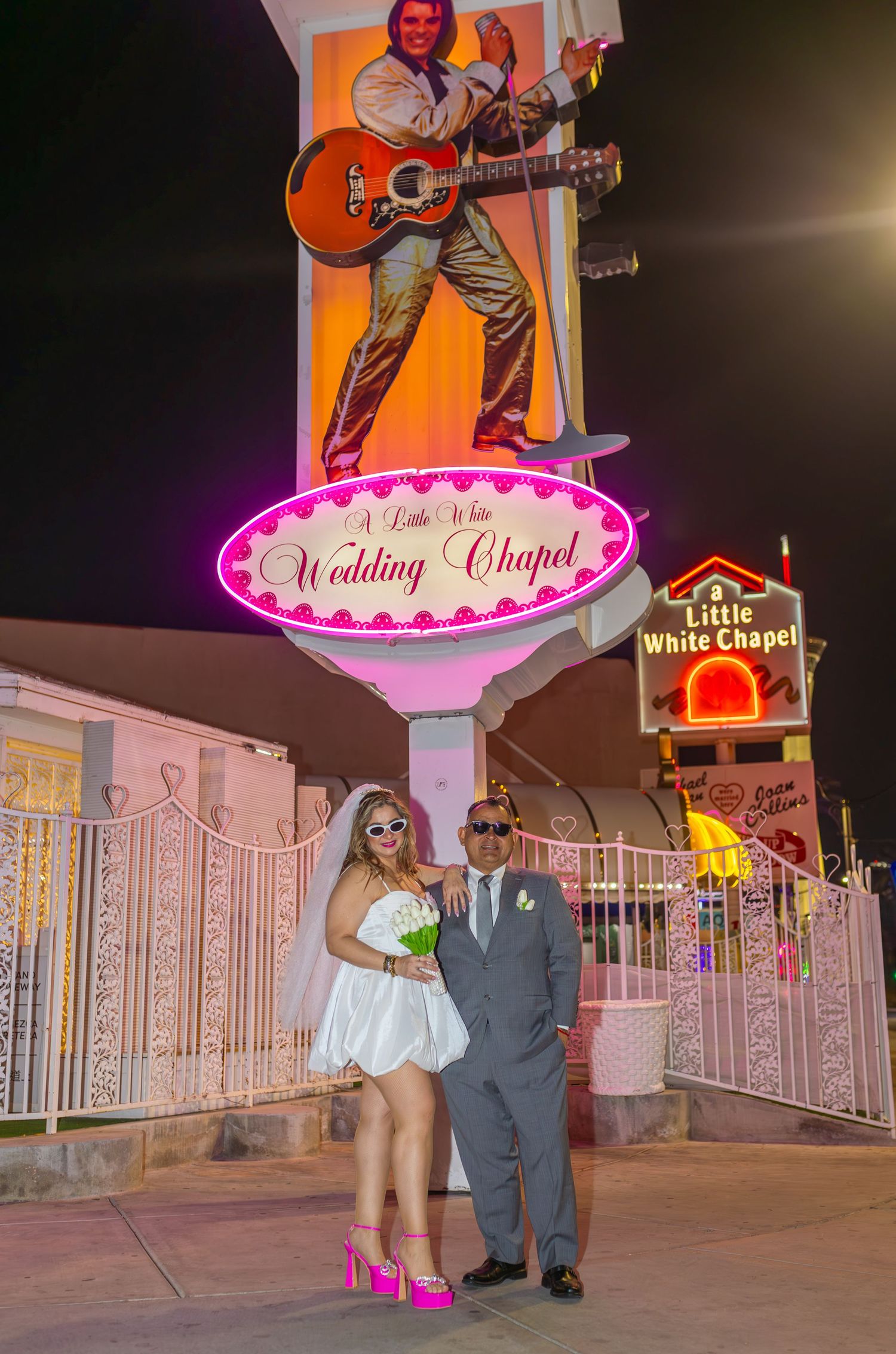 Bride and groom exchanging vows at the Little White chapel in downtown Las Vegas- intimate wedding and elopement photographer