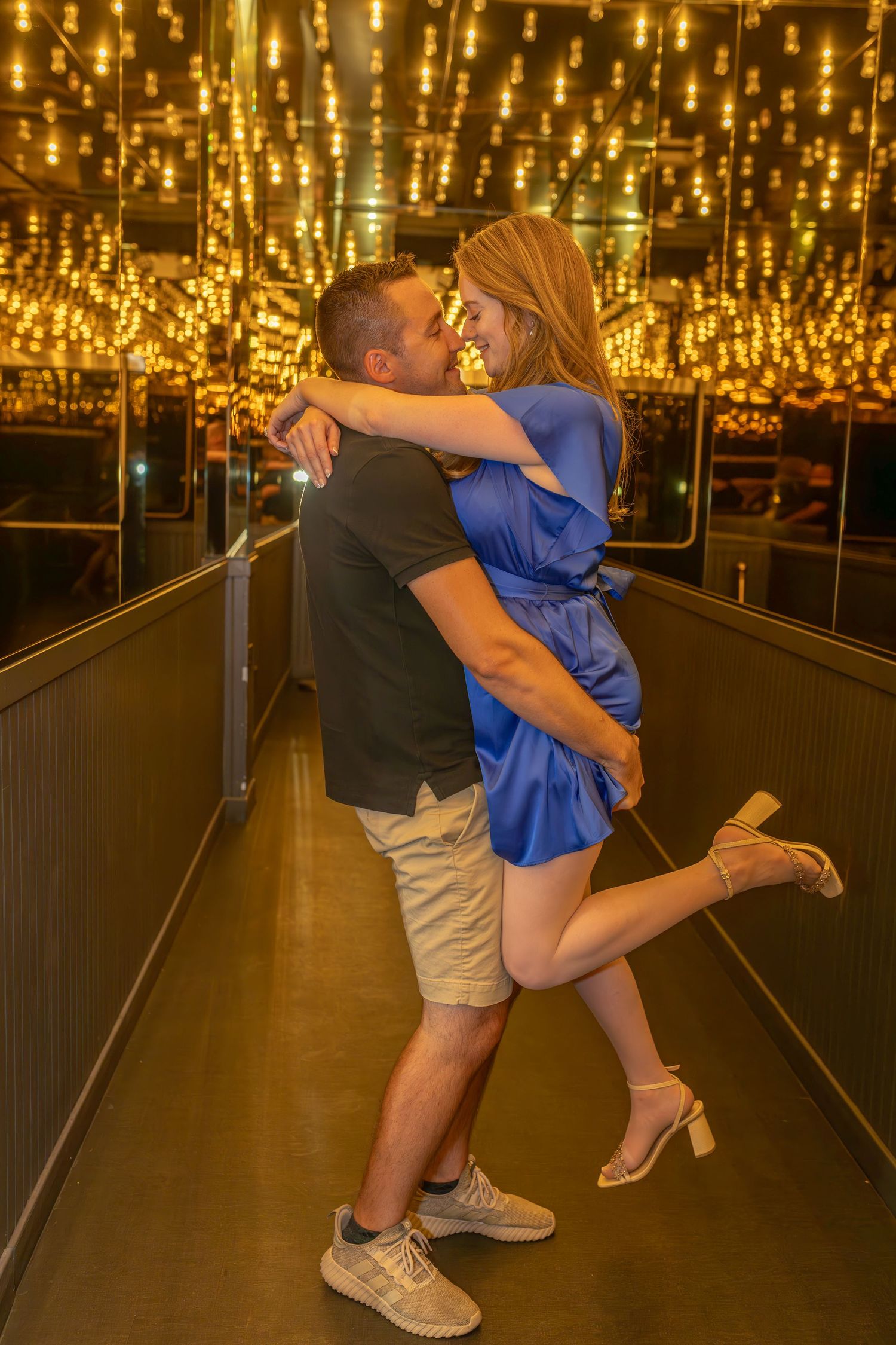 Couples eloping under neon lights on Fremont Street-Las Vegas photographer