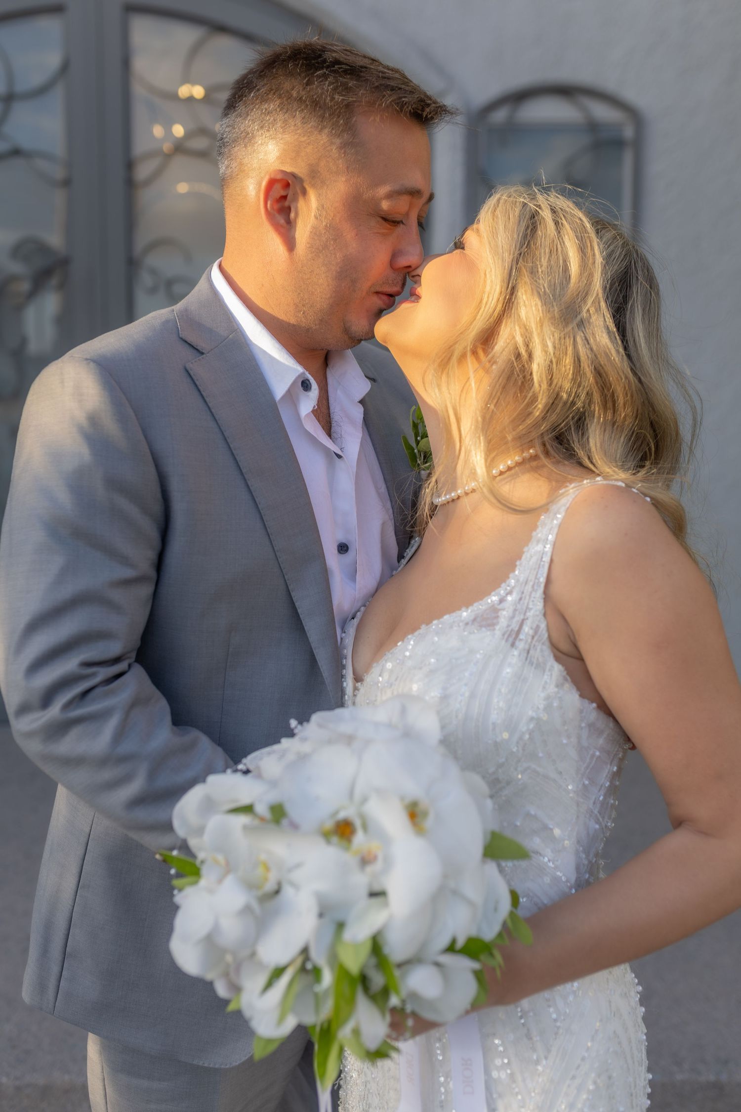 Bride and groom eloping at the Chapel of the Flowers in Las Vegas-Las Vegas wedding and elopement photographer
